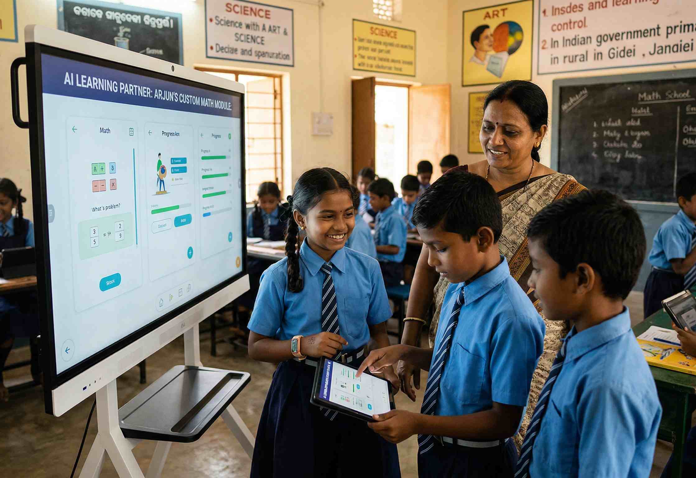 Students learning AI